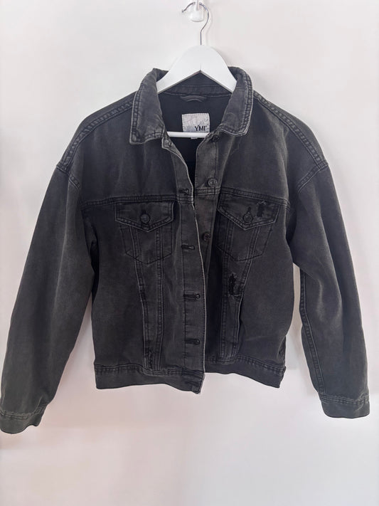 Black Denim Distressed Jacket | Sz Medium