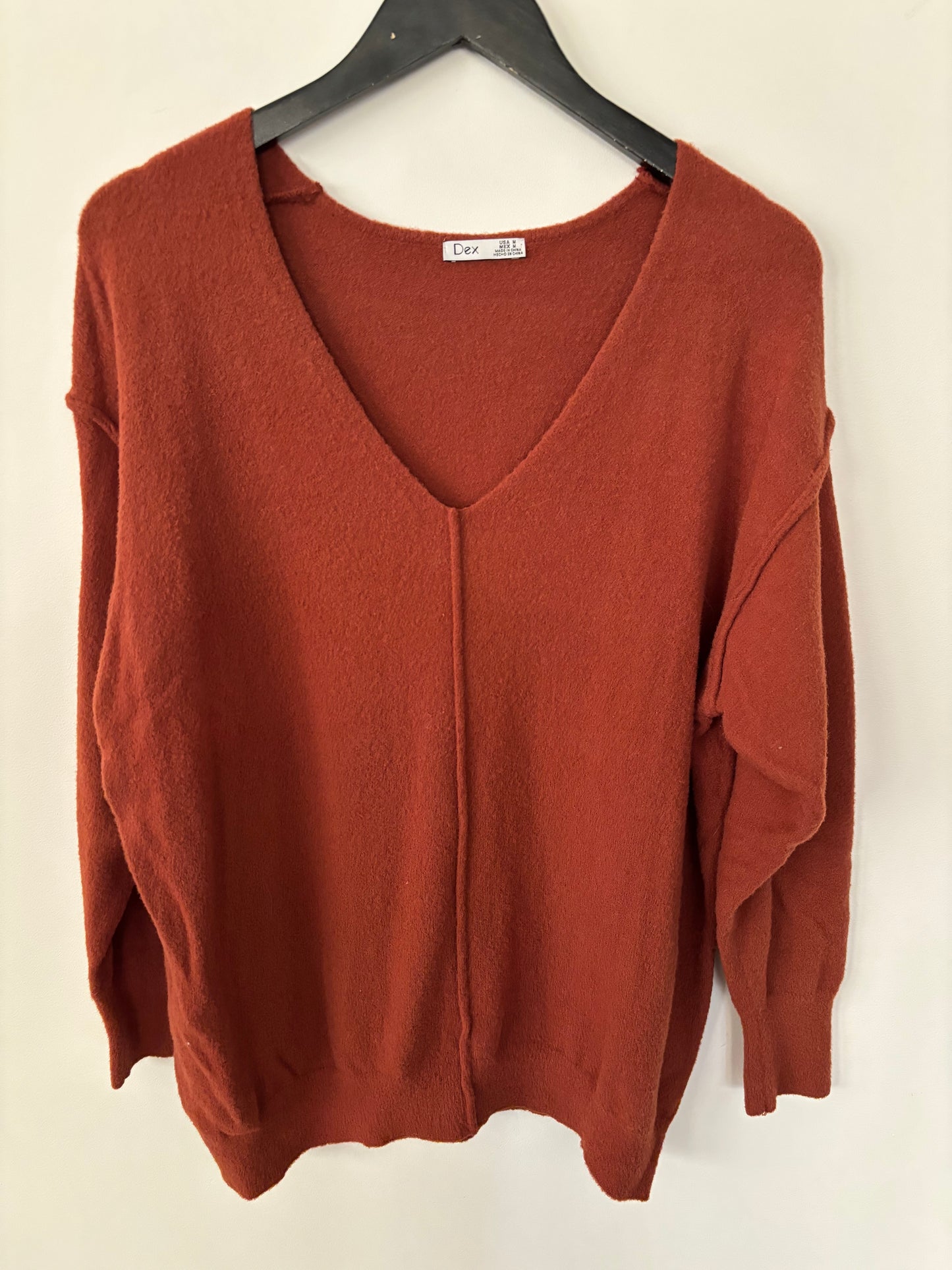 Dex Reverse Seam V-neck Sweater | Medium Oversized