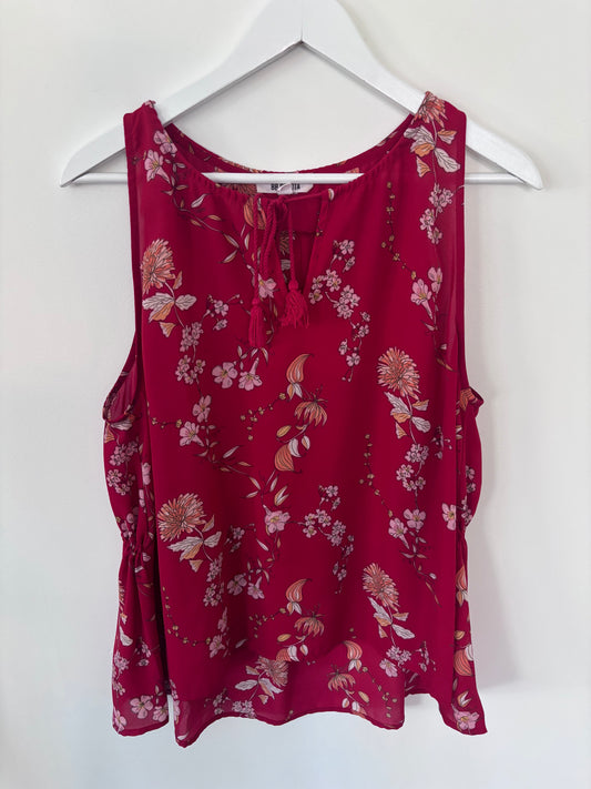 BB Dakota Red Floral Blouse | Large