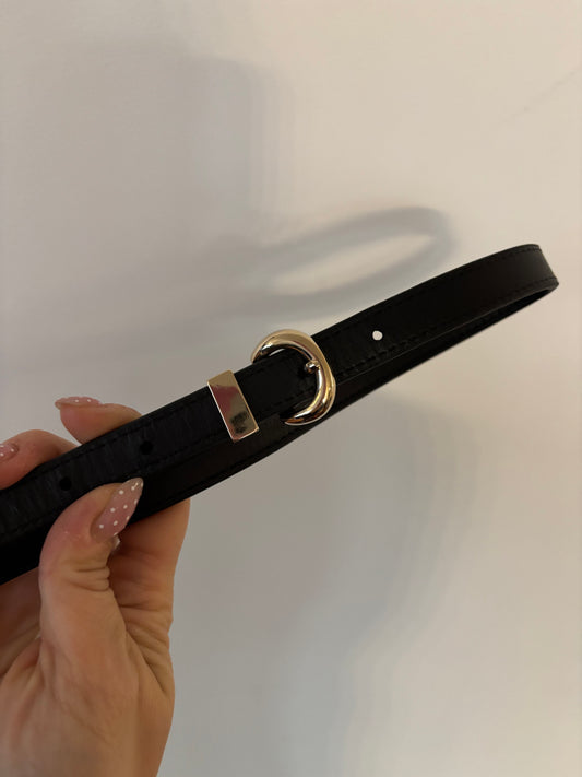 Poppy Barley Thin Black Belt / Gold Hardware (N90S20)