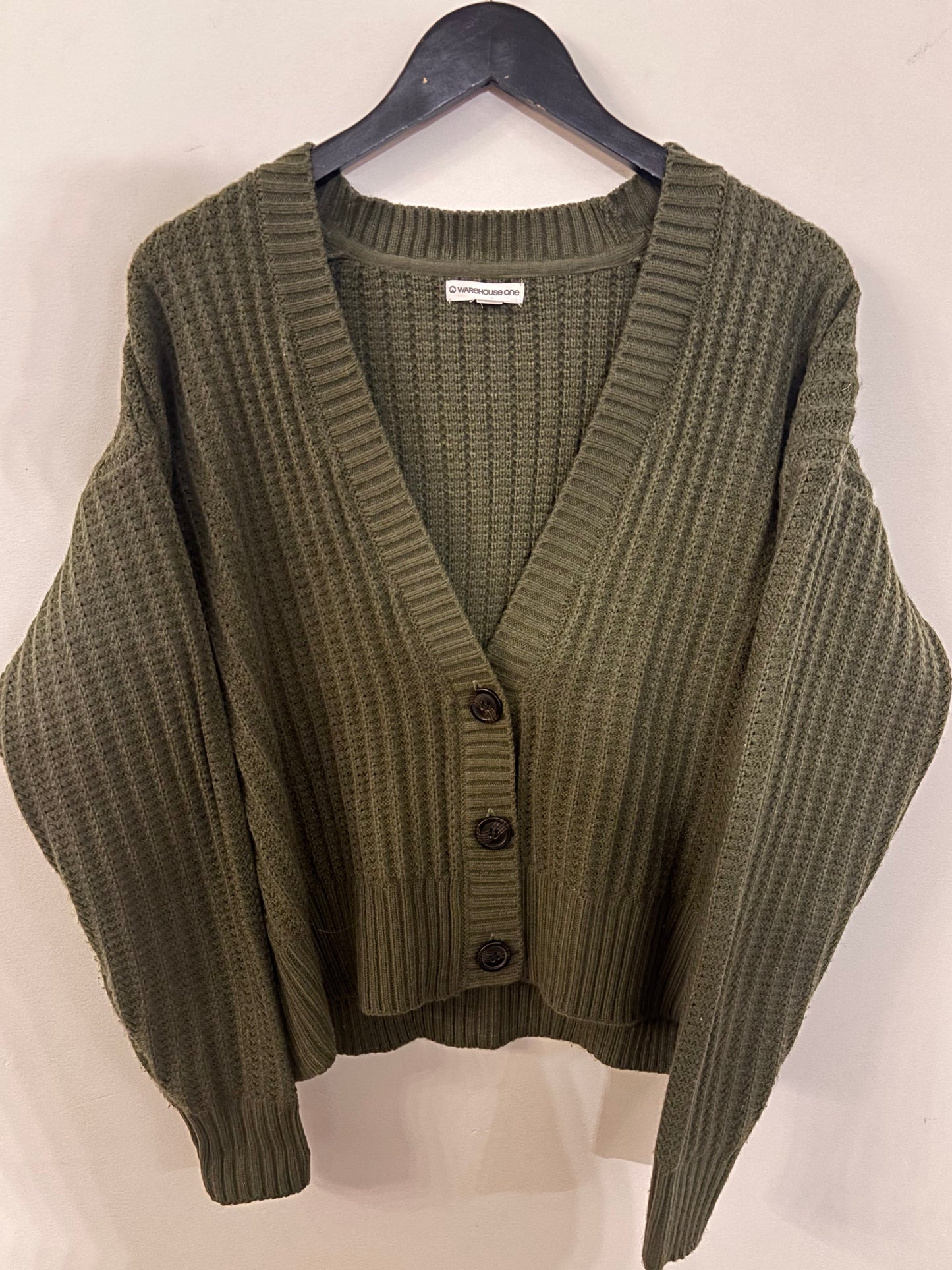 WH1 Green Knitted V-neck Cardigan | Large