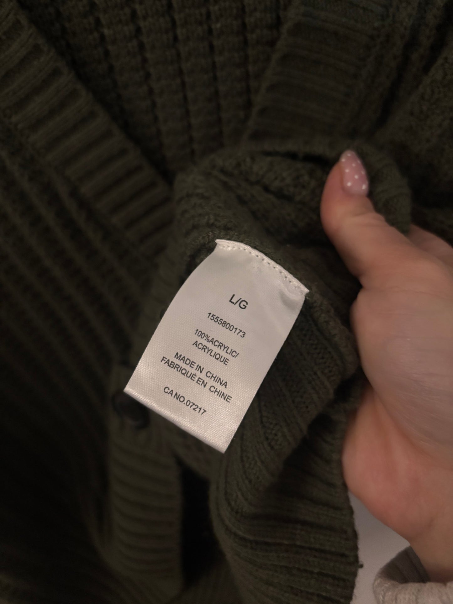 WH1 Green Knitted V-neck Cardigan | Large