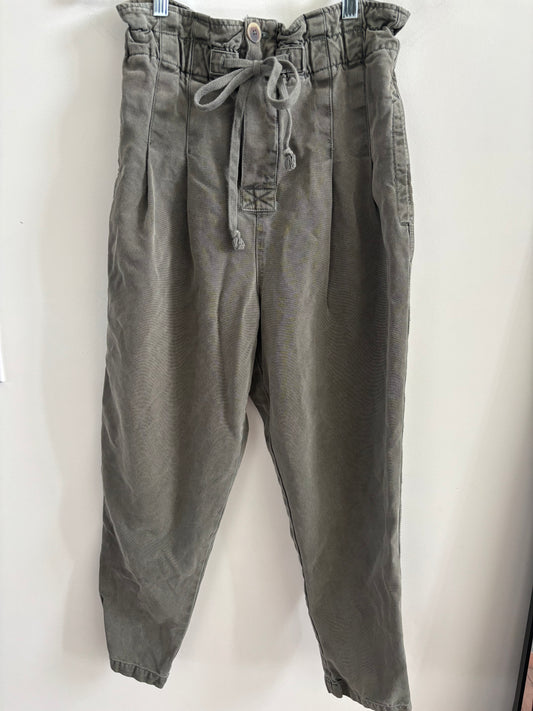 Free People Paper Bag Pants (Greyish Green) | Small (fit like size 4-6)