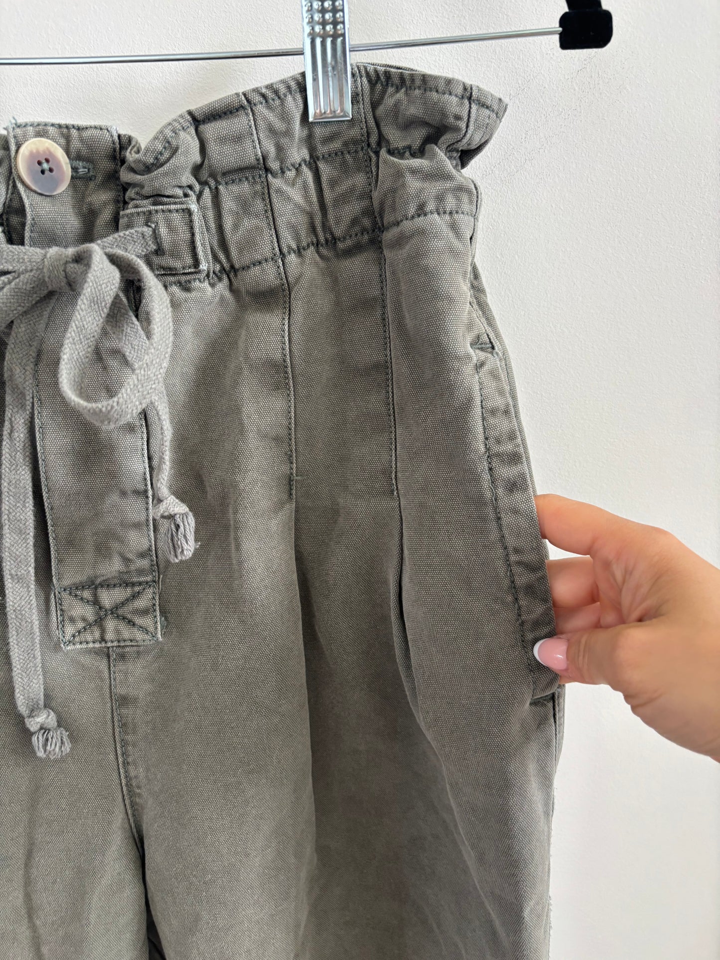 Free People Paper Bag Pants (Greyish Green) | Small (fit like size 4-6)