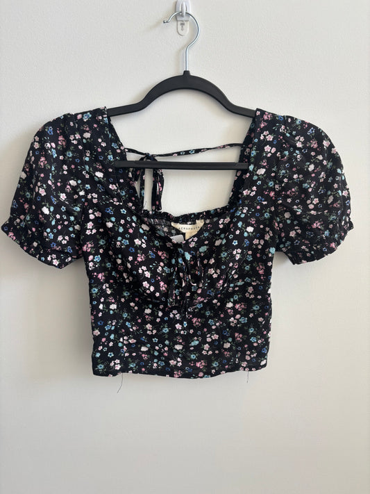 Aeropostal Cropped Floral Puff Sleeve Top | XS