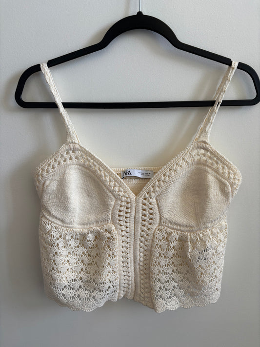 Zara Crochet Knit Cami Top | Small