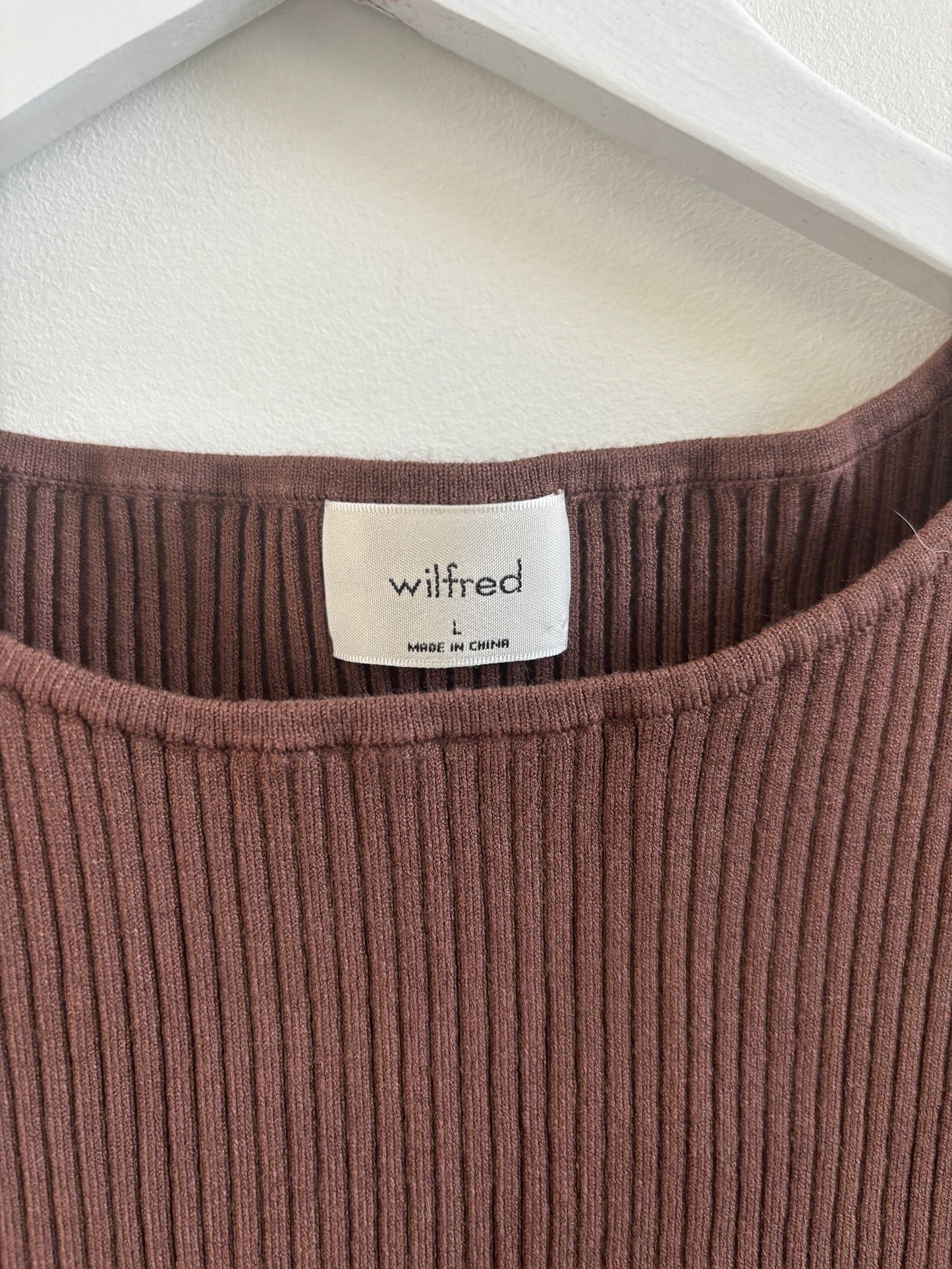 Wilfred / Aritzia Cutout Knit Mini Dress (Brown) | Large