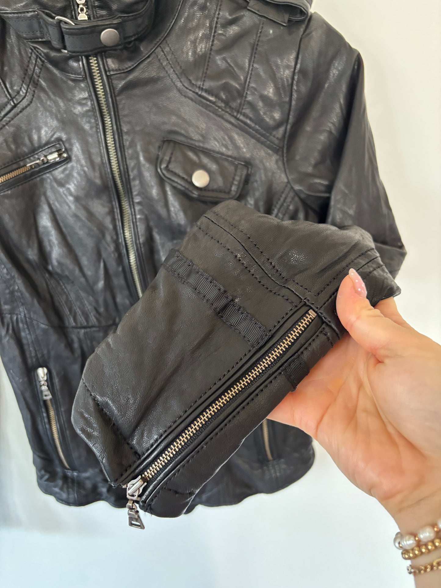 Daniel Italian Leather Vanessa Motto Jacket | XXS (N139F5)
