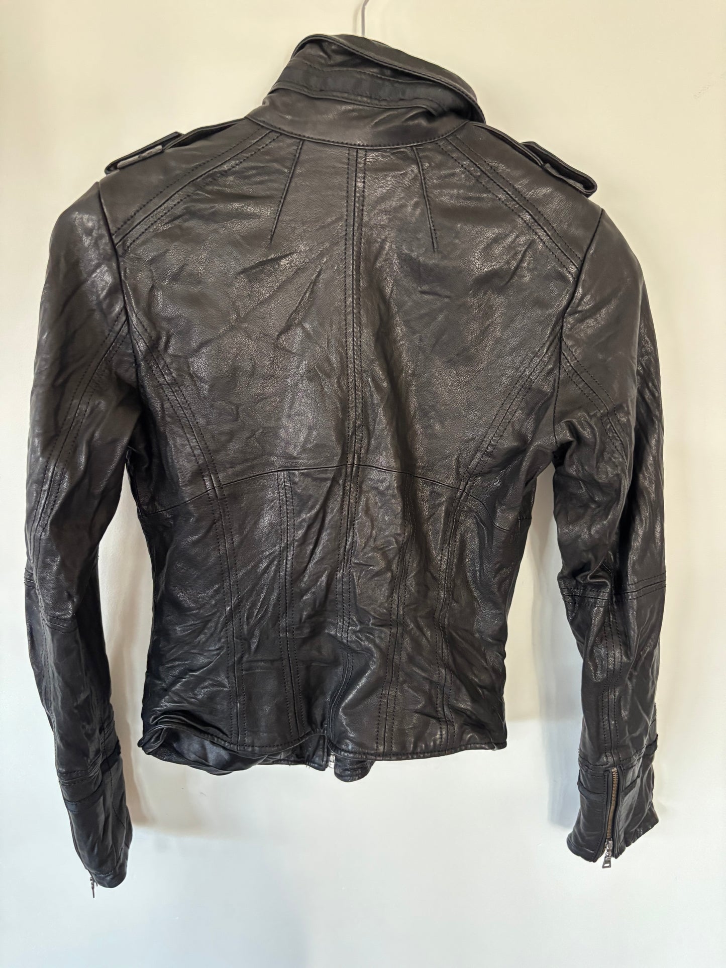 Daniel Italian Leather Vanessa Motto Jacket | XXS (N139F5)