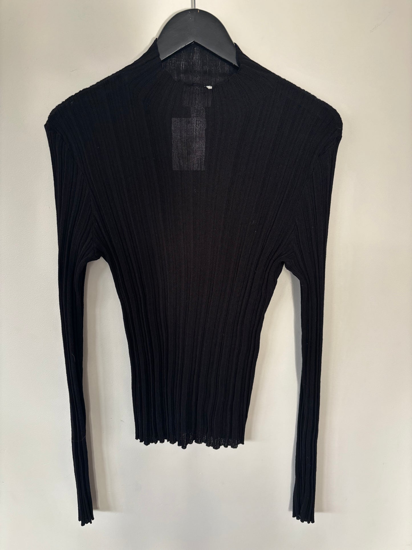 H&M Sheer Rib-knit Mock Turtleneck Top | XL (N77N19)