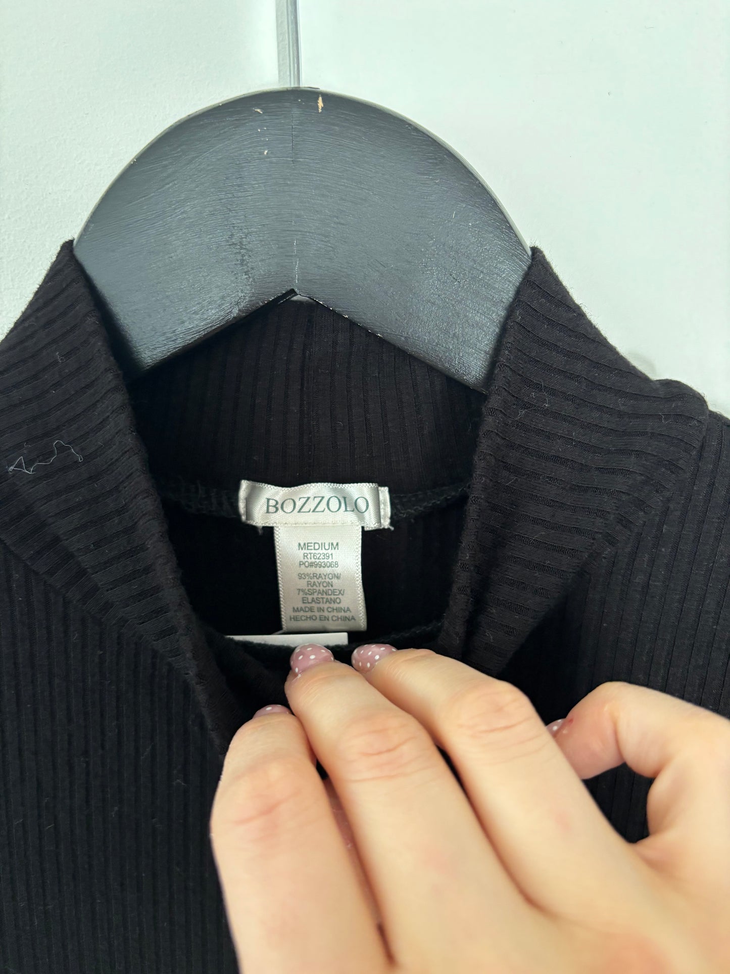 *Bozzolo Ribbed Long Sleeve Mock Neck Bodysuit | Large (N95W10)