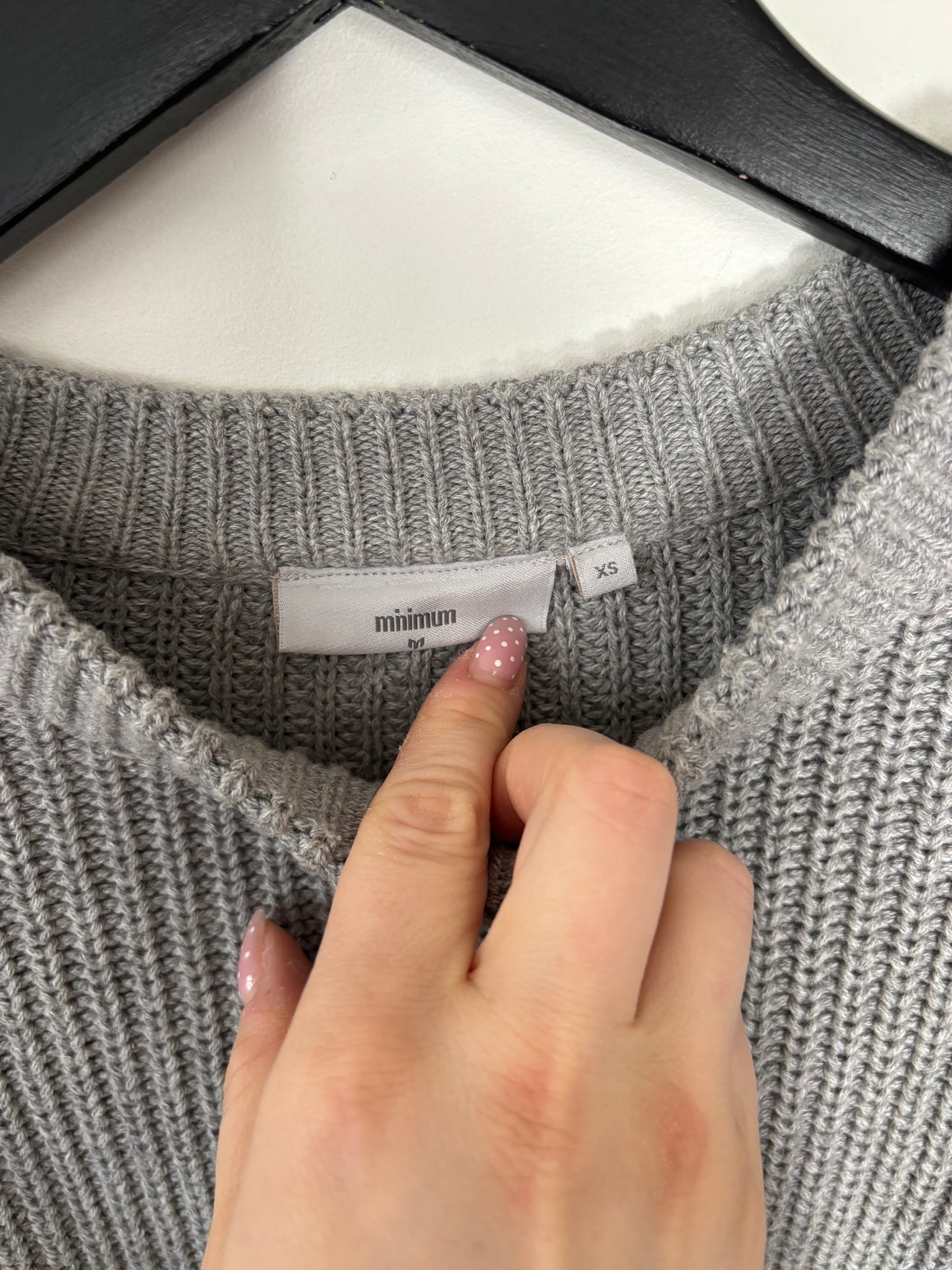 Minimum Mikayla Grey Knit Cotton Sweater | XSmall (N134C1)