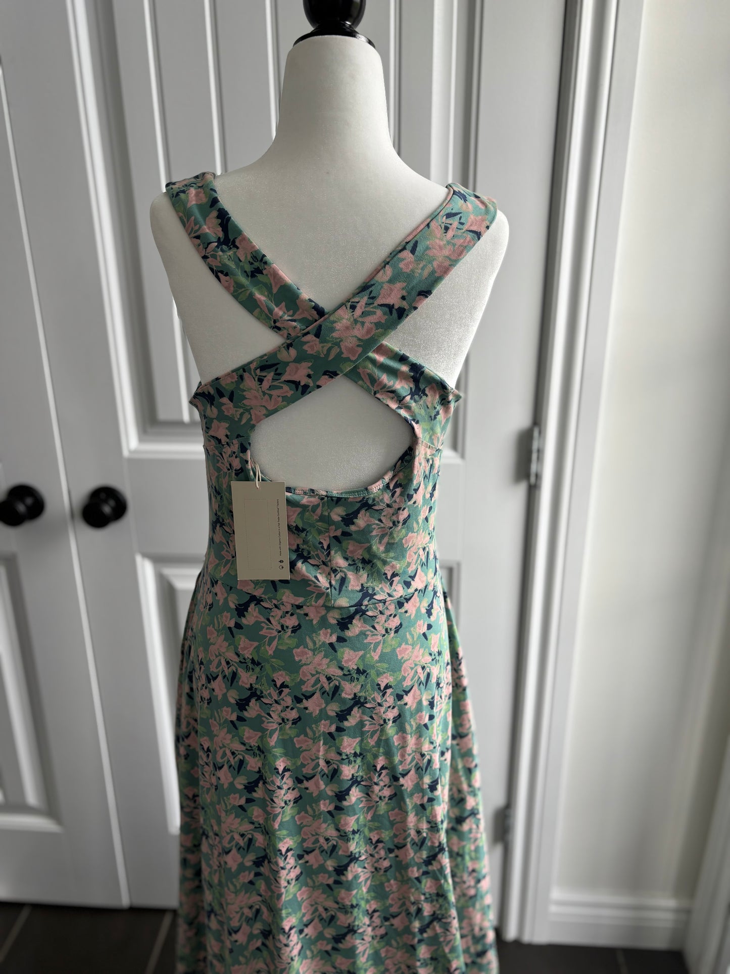 NWT Pact Fit & Flare Open Back Maxi Dress | Large