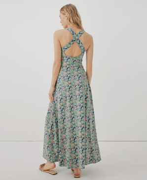 NWT Pact Fit & Flare Open Back Maxi Dress | Large