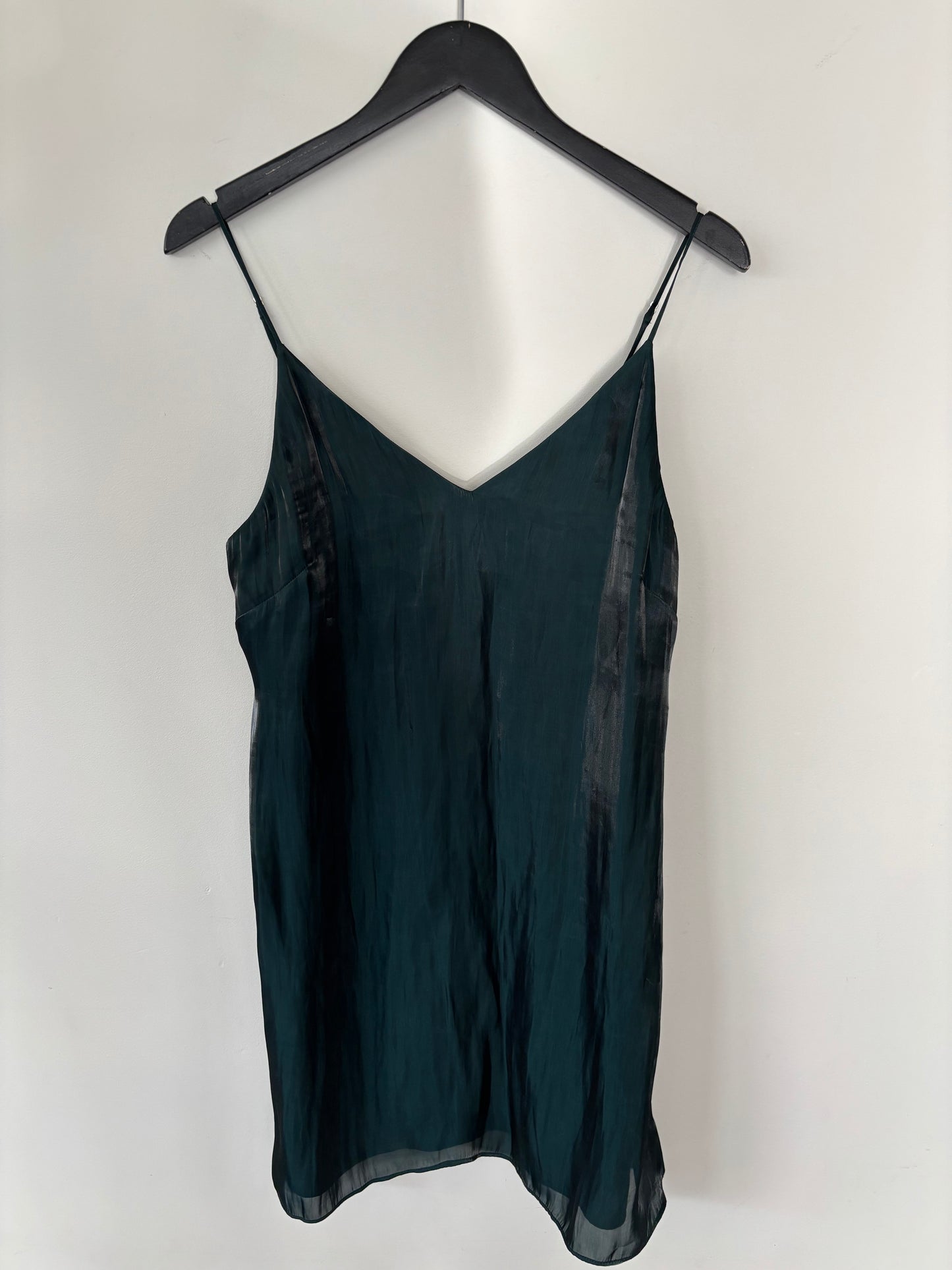 Wilfred / Aritzia Emerald Green Shimmer Slip Dress | Medium (N127S2)