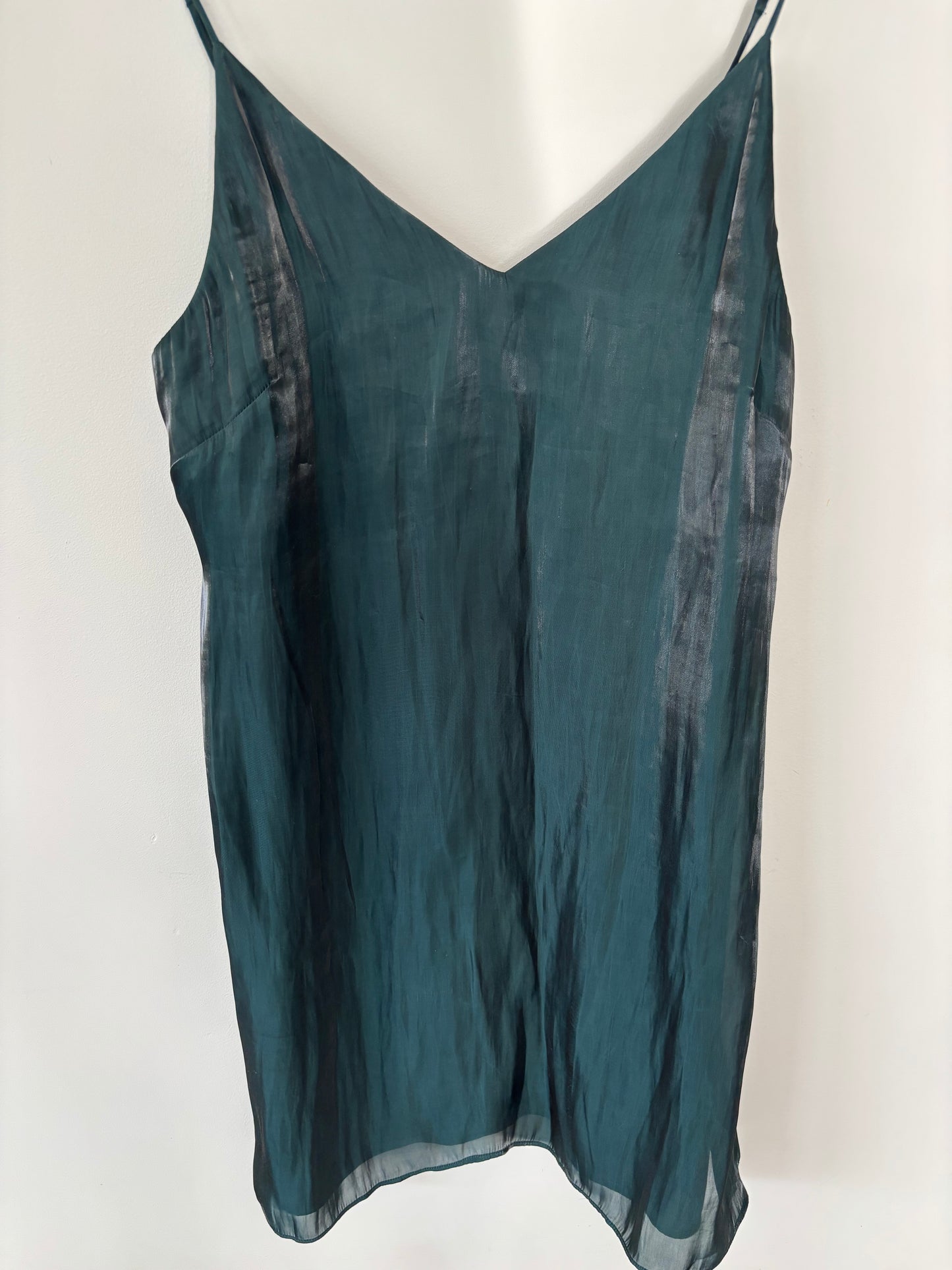 Wilfred / Aritzia Emerald Green Shimmer Slip Dress | Medium (N127S2)