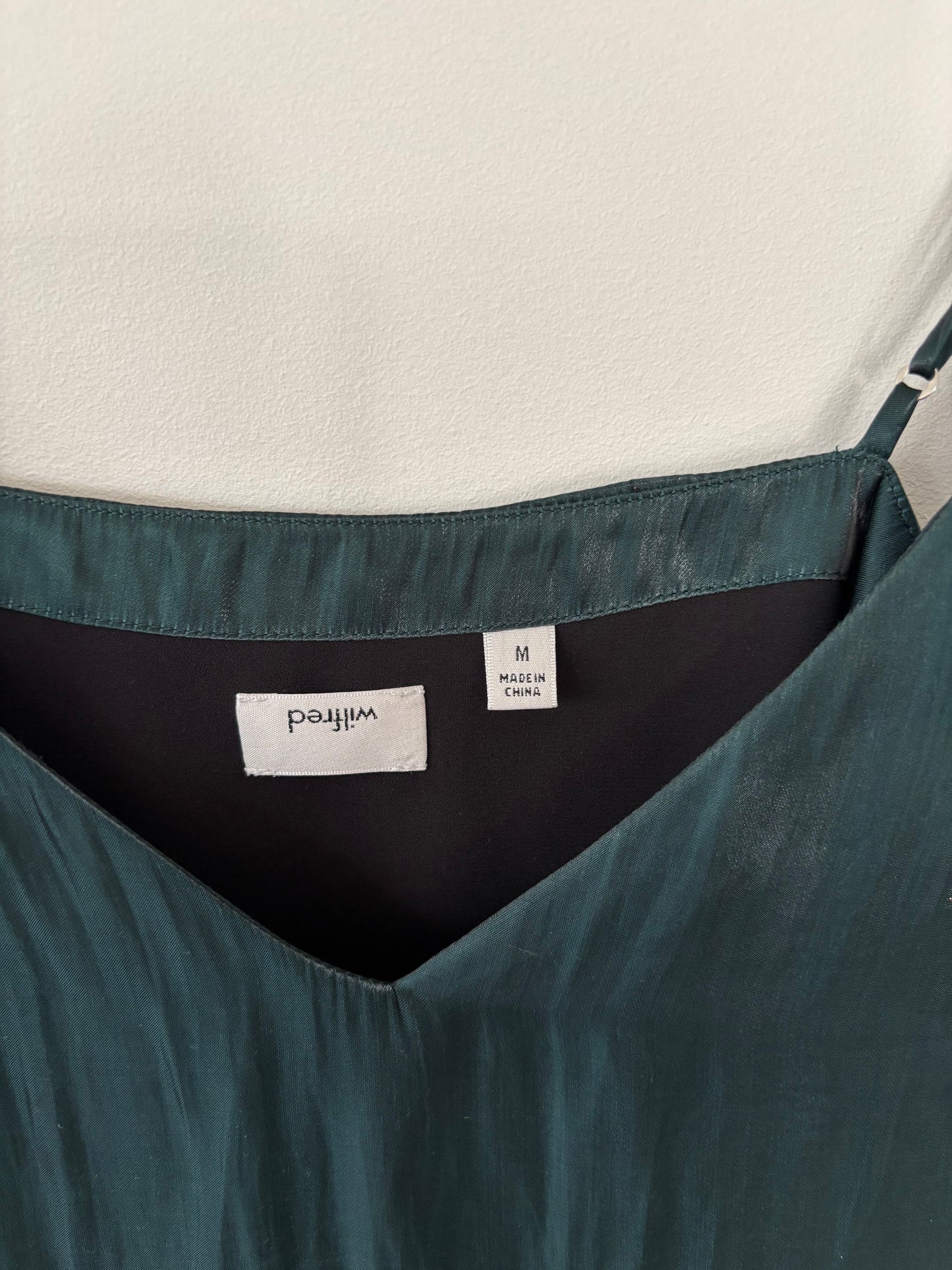 Wilfred / Aritzia Emerald Green Shimmer Slip Dress | Medium (N127S2)