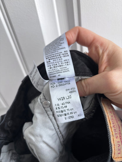 Levi's 501 Black Wash Distressed Straight Jeans | Sz 28 (F132E13)
