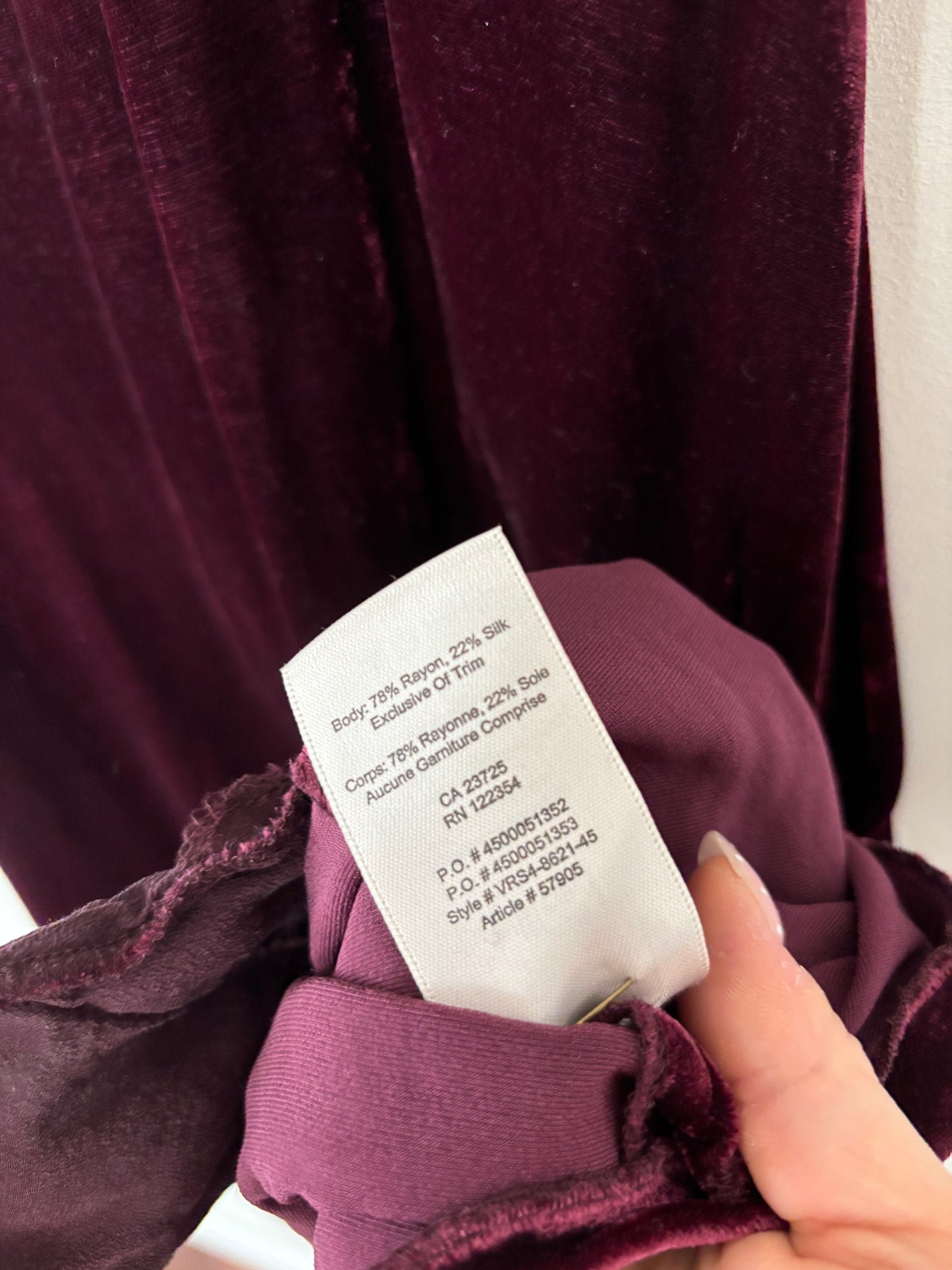 Wilfred Poncet Dress in Velvet Burgundy | Medium (N126S2)