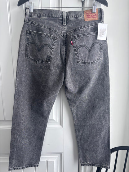 Levi's 501 Grey/Black Wash Cropped NWT Distressed Denim | Sz 30 (fit like 28)
