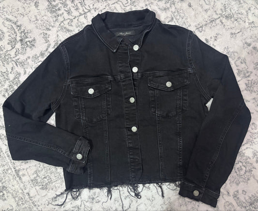 Mavi Black Denim Jacket with Raw Hem | Sz Medium