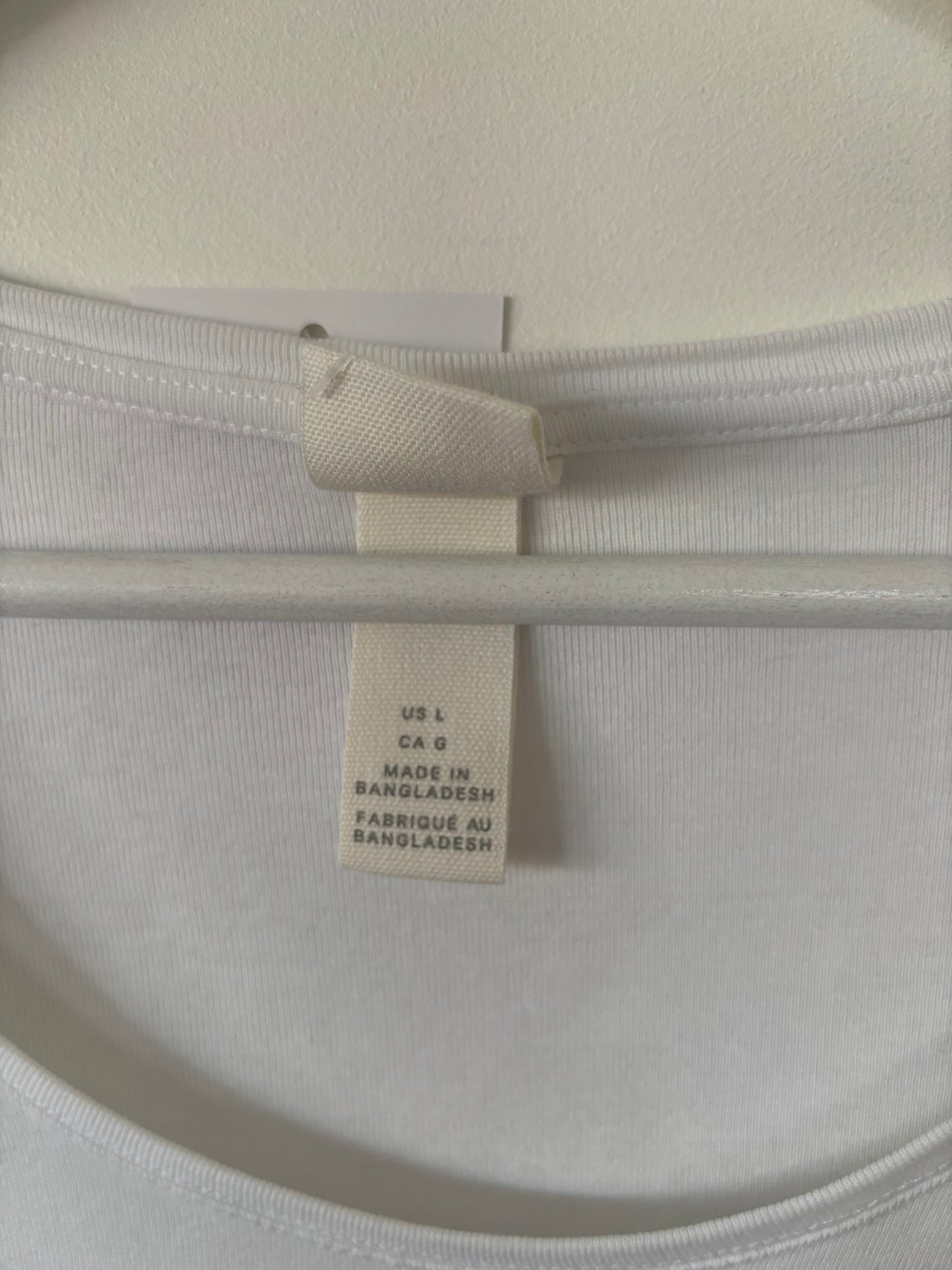 H&M Ribbed White Cotton Long Sleeve Top | Large (N82N19)