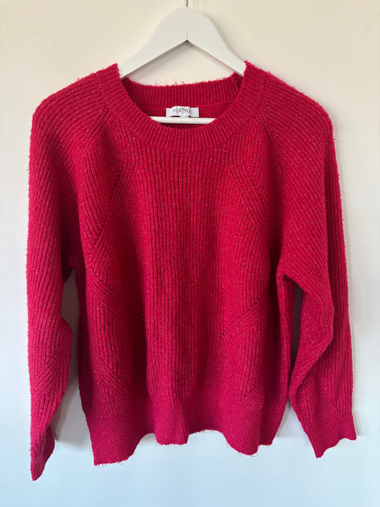 Cherry Red/Pink Lightweight Knit Sweater | Medium (N152W2)