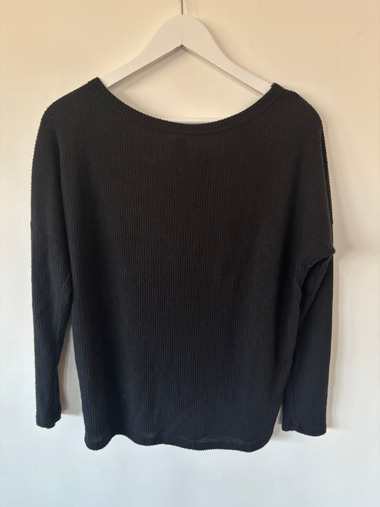 A. gain Velvet Tie Back Ribbed Sweater Top | Small (N145M21)