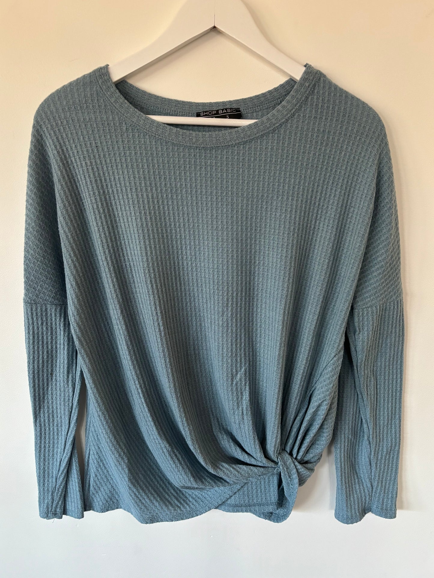 Waffle Textured Long Sleeve with Knot Hem | Small (N144M12)