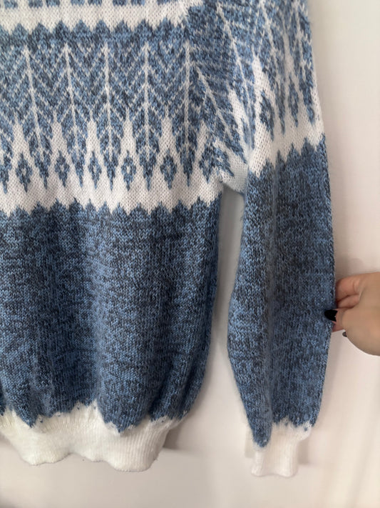 Handmade sweater bue/white | Sz Small/Medium