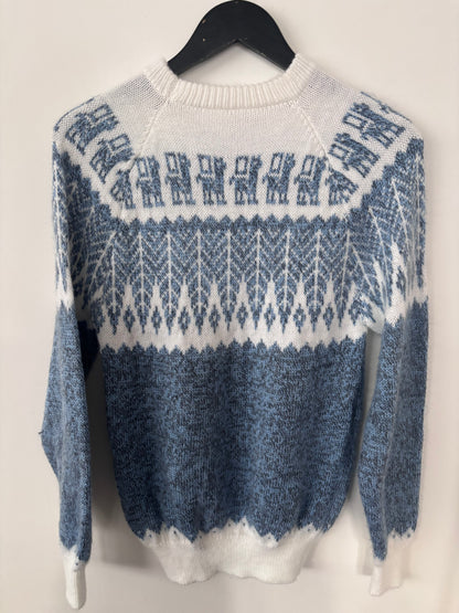 Handmade sweater bue/white | Sz Small/Medium