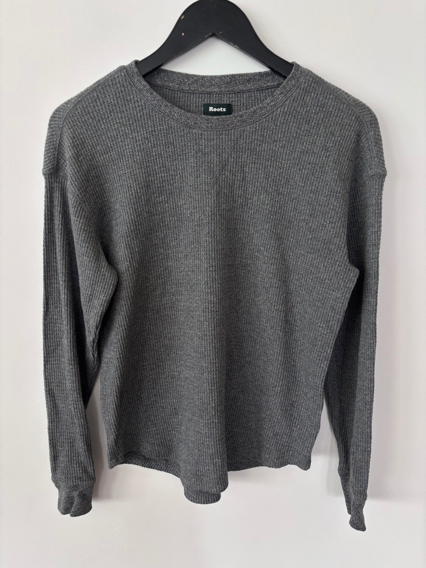 Roots Waffle Relaxed Fit Long Sleeve Shirt Charcoal | Sz XS (fits like sz medium)