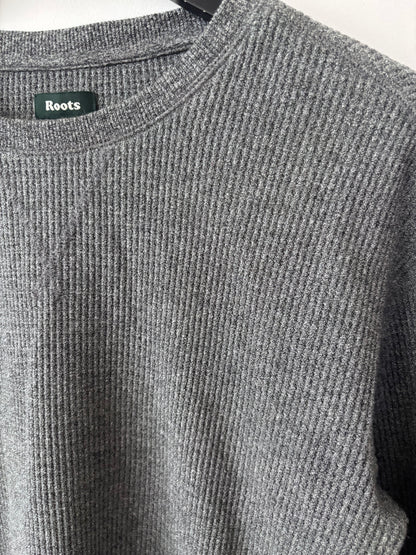 Roots Waffle Relaxed Fit Long Sleeve Shirt Charcoal | Sz XS (fits like sz medium)
