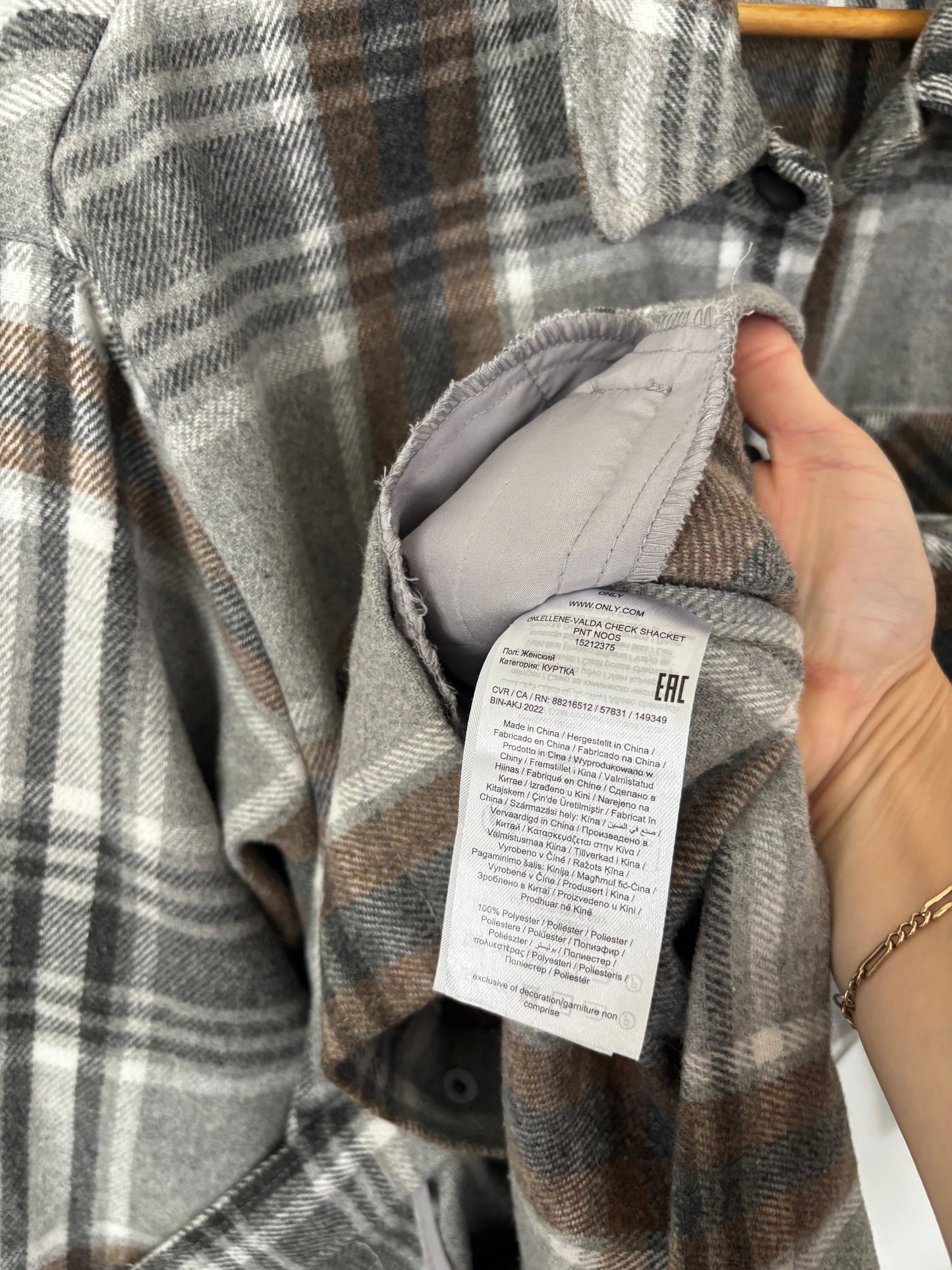 Only Grey Plaid Light Jacket