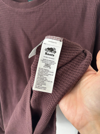 Roots Waffle Relaxed Fit Long Sleeve Maroon Shirt | Sz XS (fits like sz medium)