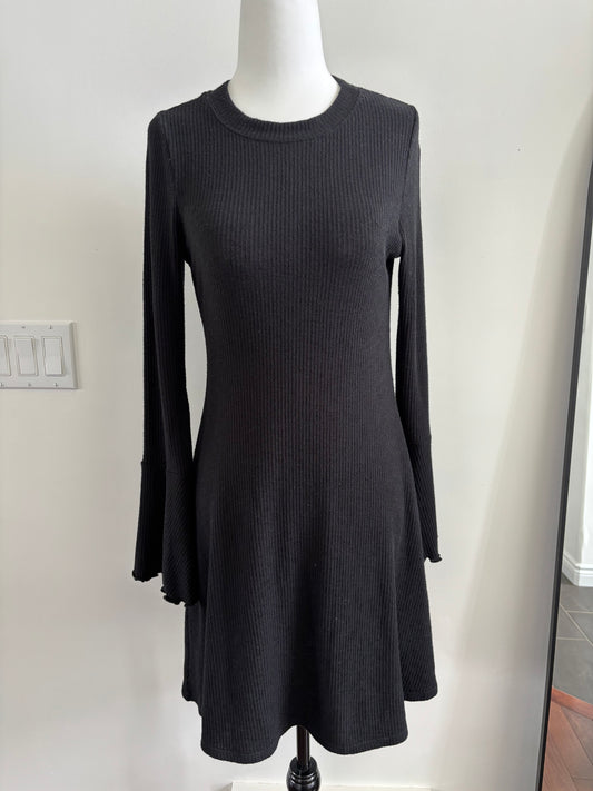 Abercrombie Ribbed Black Long Sleeve Dress | Medium