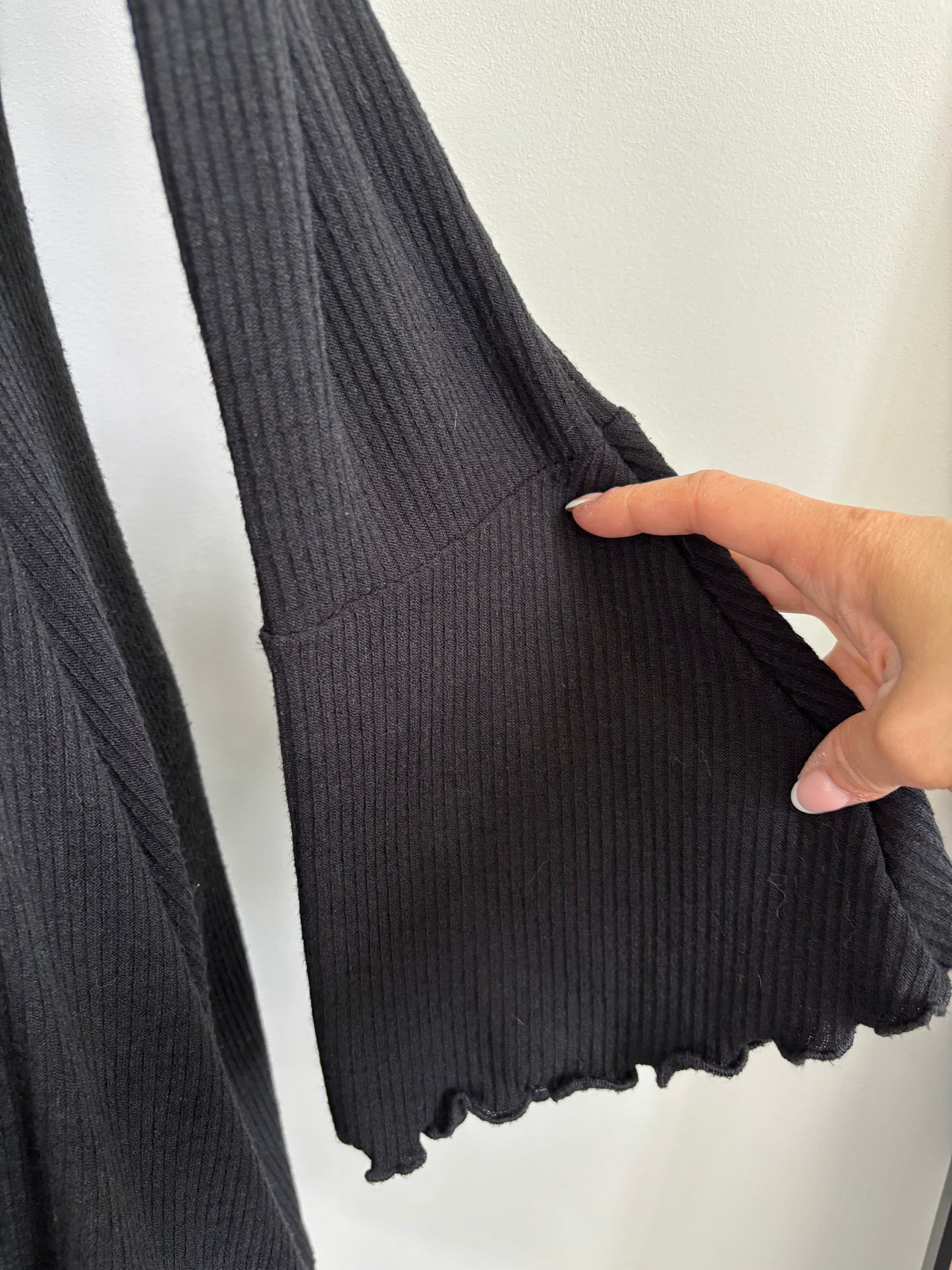 Abercrombie Ribbed Black Long Sleeve Dress | Medium