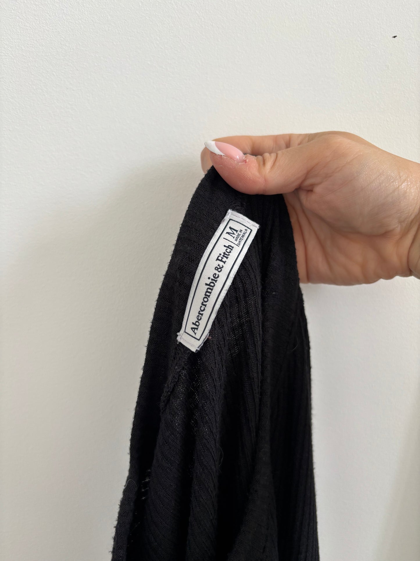 Abercrombie Ribbed Black Long Sleeve Dress | Medium