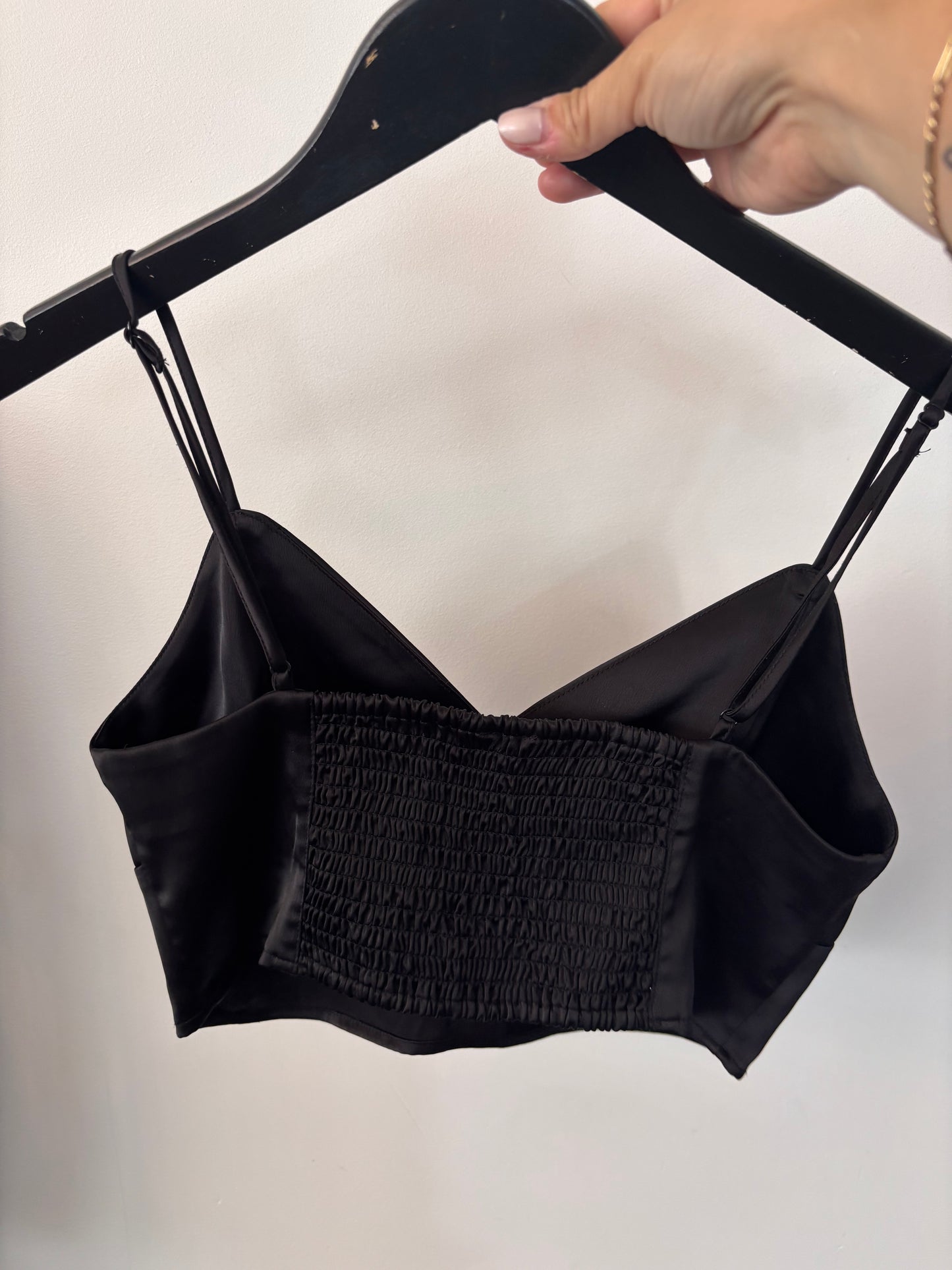 Garage Cropped Black Satin Camisole | Sz Medium