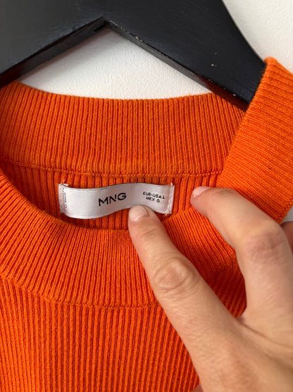 Mango Halter Neck Knitted Top in Bright Orange | Sz Large (may fit small)