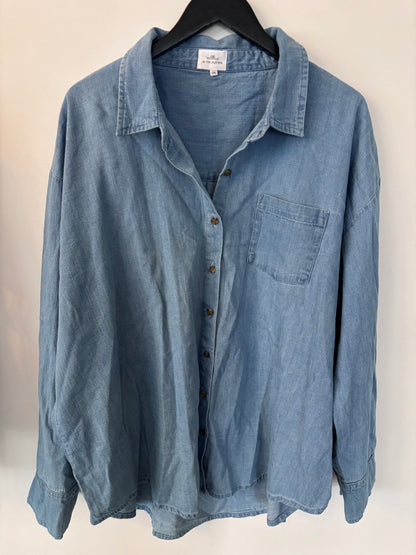 JillyBox X One Wednesday Chambray Oversized Top | Sz XXL