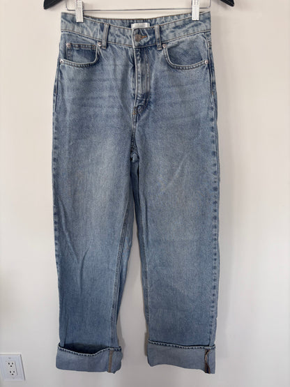 H&M Straight Leg Light Wash Cuffed Jeans | Sz 4