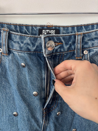Future Collective Studded Midrise Barrel Jeans | Sz 4