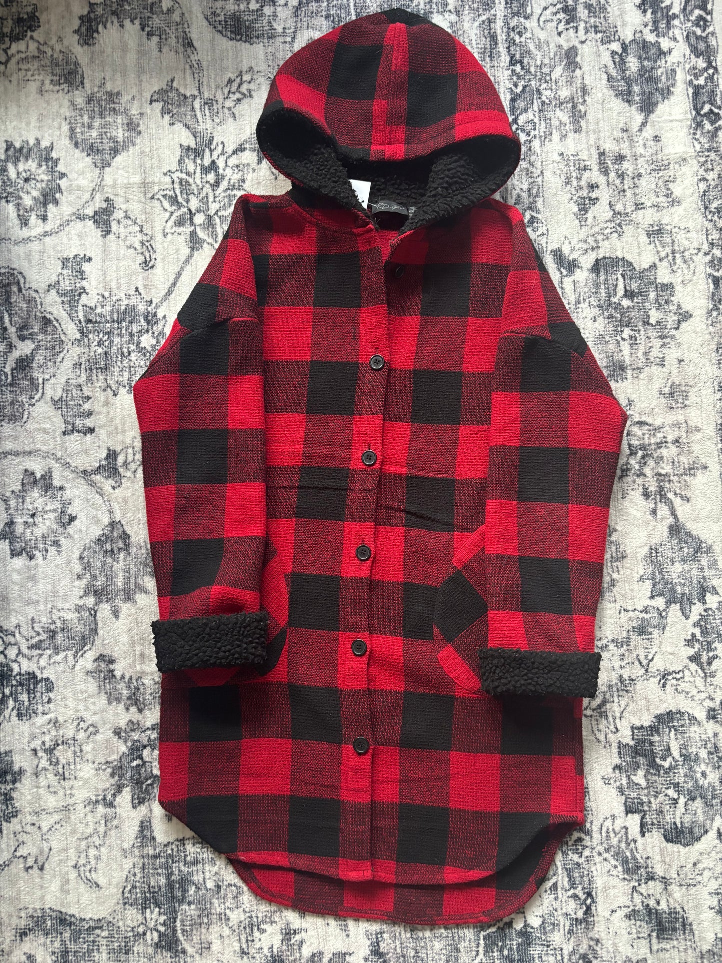 RD Style Red Plaid Hooded Jacket | XS (Oversized, fits like small) (N140M21)