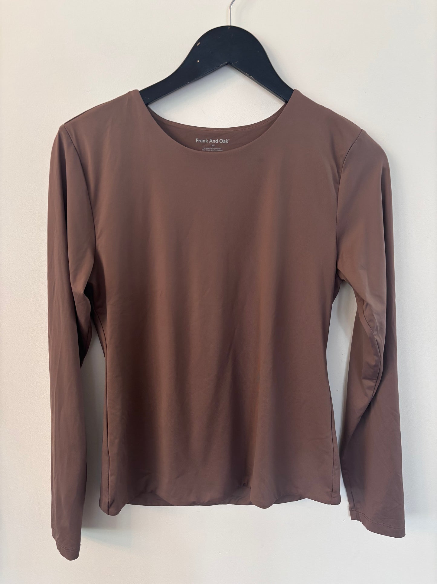 Frank & Oak Brown Smoothing Contour Long Sleeve Top | Large