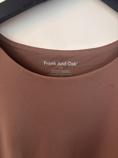 Frank & Oak Brown Smoothing Contour Long Sleeve Top | Large