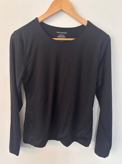 Frank & Oak Black Smoothing Contour Long Sleeve Shirt | Large