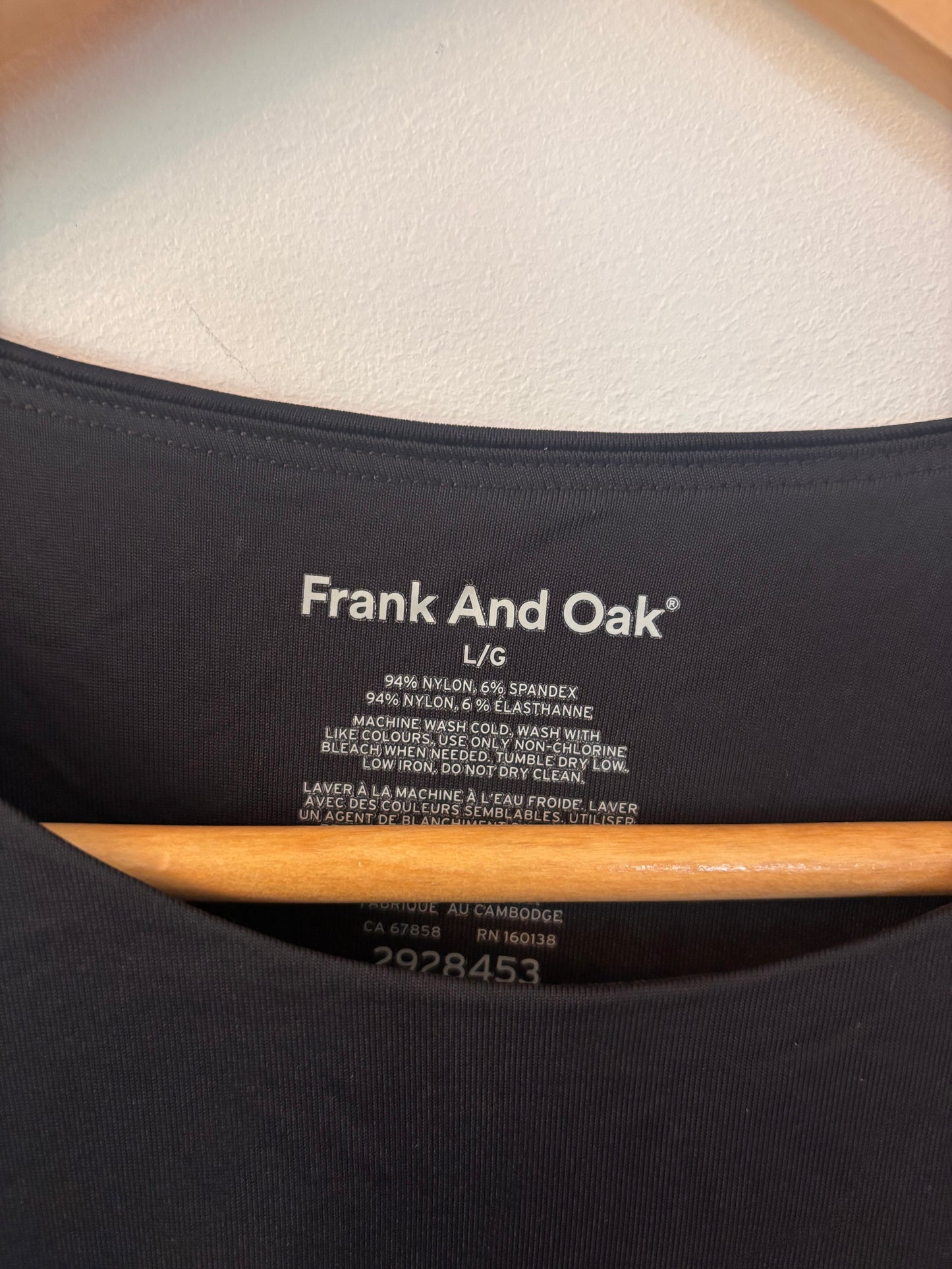 Frank & Oak Black Smoothing Contour Long Sleeve Shirt | Large