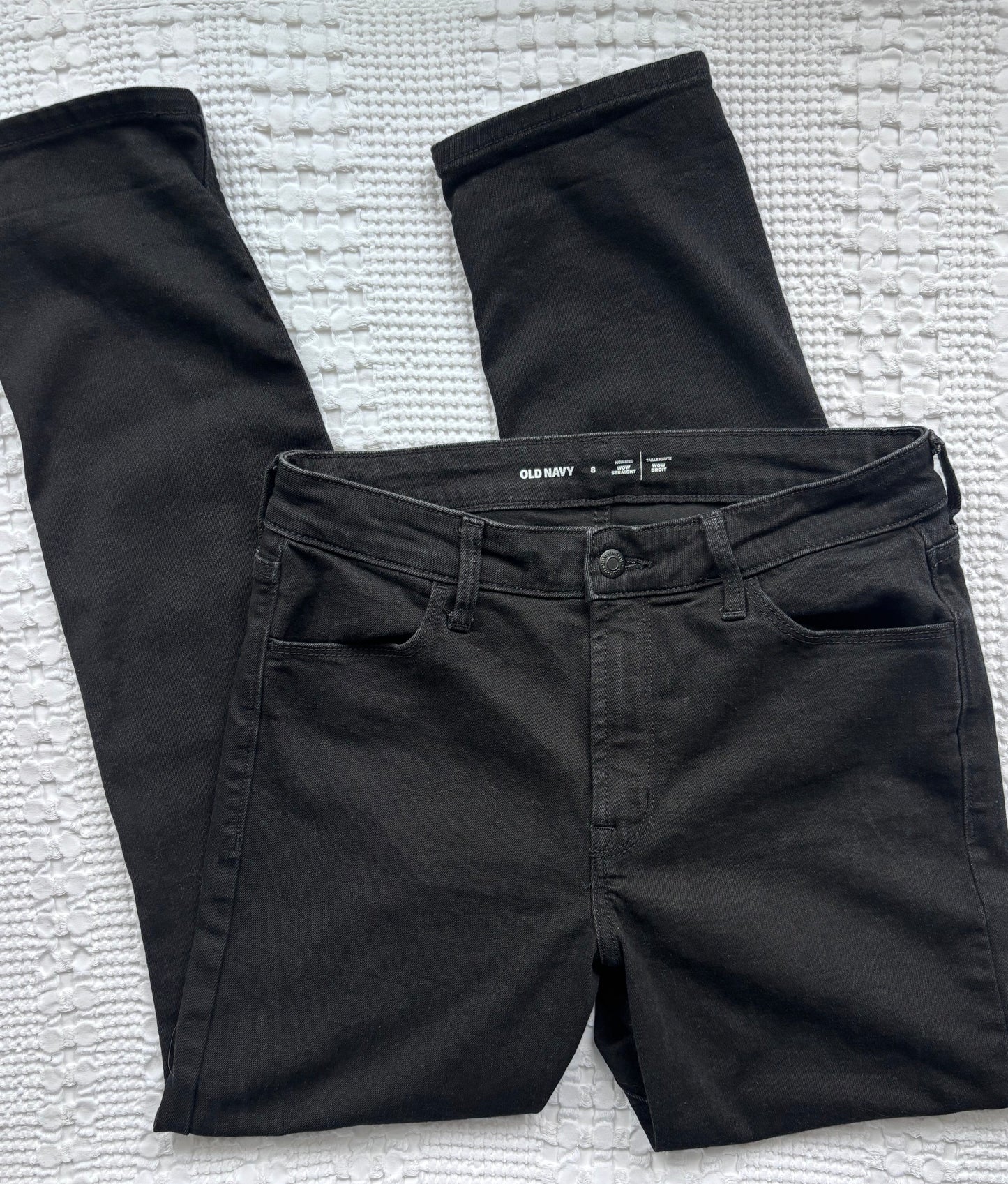 Old Navy Black HR Wow Straight Jeans | Sz 8 (M31W3)