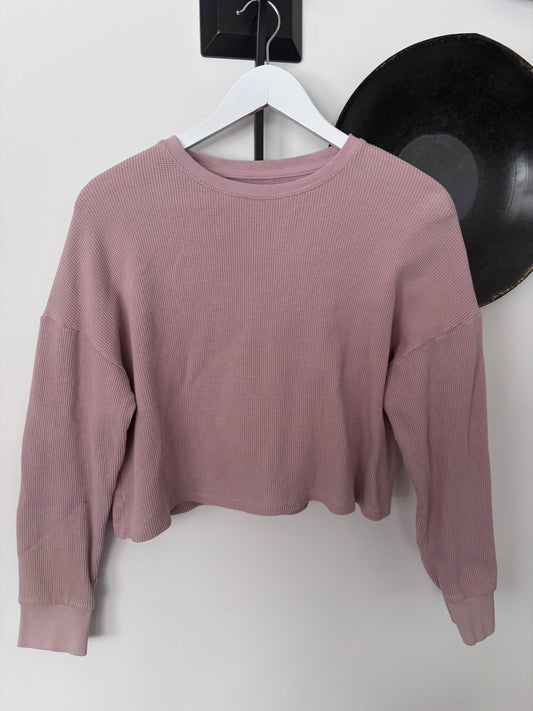 Province of Canada Waffle Crop Top in Blush | Sz Large (M49W3)